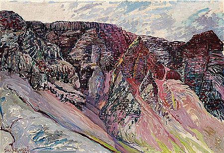 Mountain landscape, Iceland by Johannes Kjarval - Auction record, sale price, and art valuation. Compare with similar artists and explore comparable artworks.
