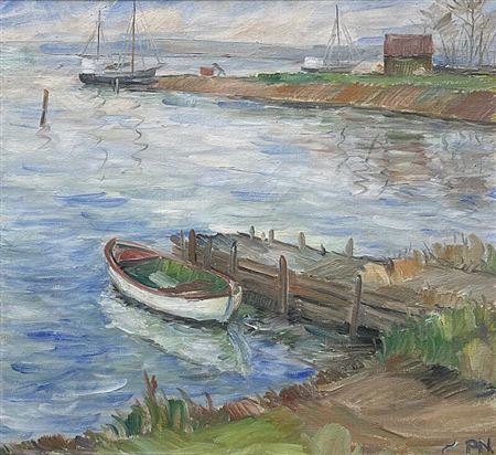 Egernsund near Nybøl Nor. Ship is loaded with bricks from the brickworks.
