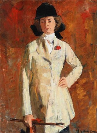 Portrait of Baroness Ada Julie Alexandra Juel-Brockdorff (1877–1974), née Baroness Reedtz-Thott, in riding suit