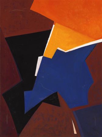 Concrete composition in blue and orange, 1960.