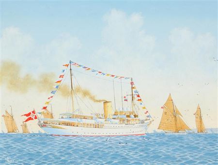 The Royal Yacht “Dannebrog” by Peter Storck - Auction record, sale price, and art valuation. Compare with similar artists and explore comparable artworks.