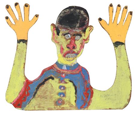 Man with orange hands by Luster Willis - Auction record, sale price, and art valuation. Compare with similar artists and explore comparable artworks.