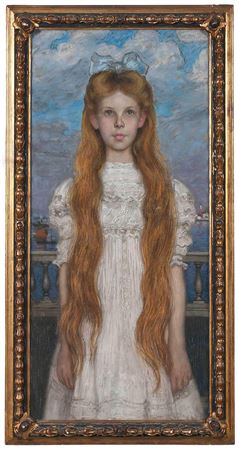 Pre-Raphaelite Portrait of a Young Girl with Red Hair, Venice, 1907