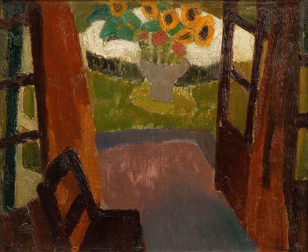 'Interieur met uitzicht op tuin', 1925