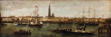 The harbour of Antwerp during the 1885 World's fair