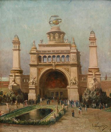 The main entrance of the Antwerp World's fair of 1885