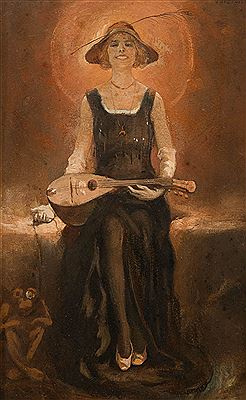 Mandolin player with monkey