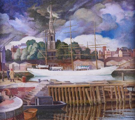 German Training Ship in Shadwell Basin by Francis Wynne Thomas - Auction record, sale price, and art valuation. Compare with similar artists and explore comparable artworks.
