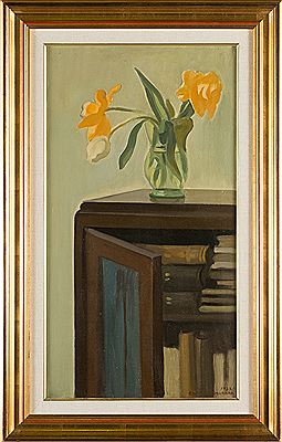 Flowers on the bookcase