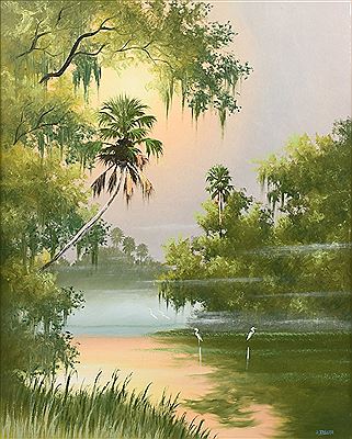 Lagoon Scene with Egrets