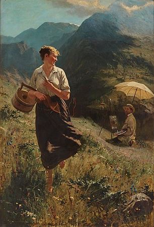Sample artwork by Hans Dahl (1849 - 1937), known for landscape, figure, fjord scene painting - View similar artists and auction records