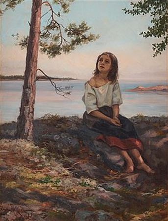 Girl lost in thought. by Nina Ahlstedt - Auction record, sale price, and art valuation. Compare with similar artists and explore comparable artworks.