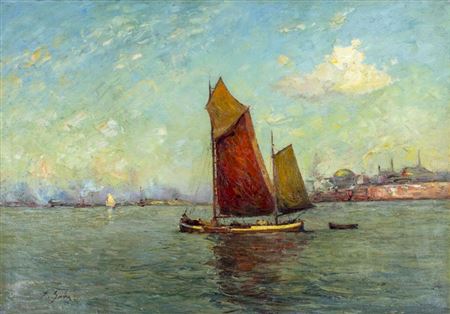 Sample artwork by Rudolph Guba (1884 - 1950), known for harbor view - View similar artists and auction records