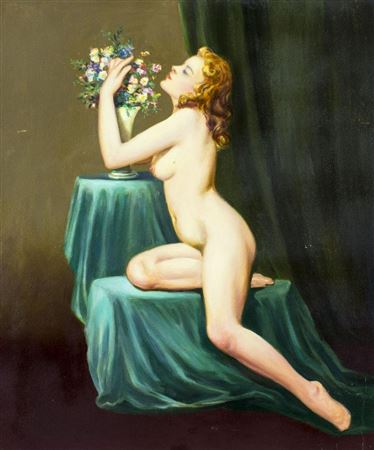 Nude with Vase of Flowers