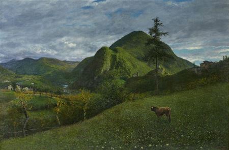 Mountain Landscape with Cow by Arnaldo Soldini - Auction record, sale price, and art valuation. Compare with similar artists and explore comparable artworks.