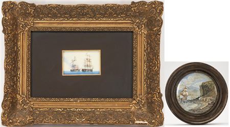Miniature, together with Transferware Nautical Scene, 2
