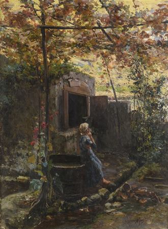 YOUNG PEOPLE UNDER A PERGOLA by Antonio Ferrigno - Auction record, sale price, and art valuation. Compare with similar artists and explore comparable artworks.