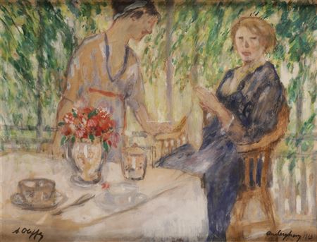 Tea in the garden by Auguste Charles Louis Oleffe - Auction record, sale price, and art valuation. Compare with similar artists and explore comparable artworks.