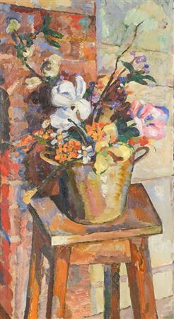 Still Life with Flowers on a Stool by Allan Walton - Auction record, sale price, and art valuation. Compare with similar artists and explore comparable artworks.