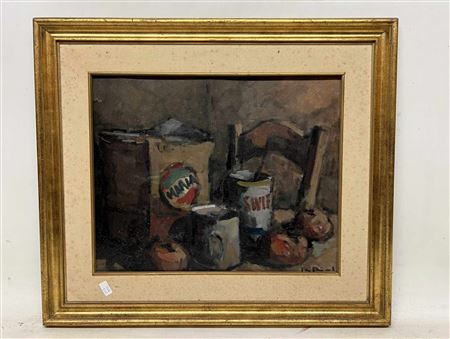 "Bodegon con caja y galletiras Maria"