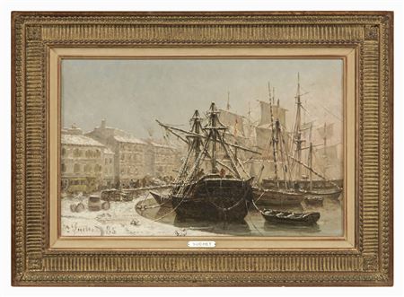 Harbor scene in winter