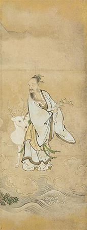 Queen mother of the west and Dongfang Shuo (a pair of 6-panel byobu screens)