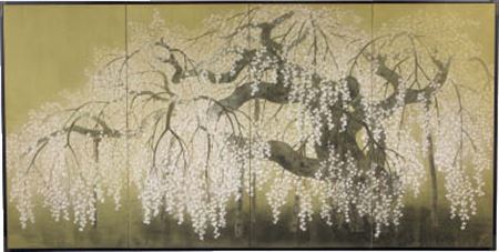 Spring (4-panel byobu screen)