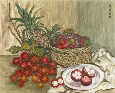 Still Life with Rambutans, Mangosteens and Pineapple