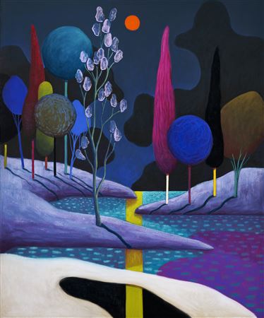 Sample artwork by Nicolas Party (Born 1980), known for stylized, high color botanical images, portrait, fruit still life painting, murals - View similar artists and auction records
