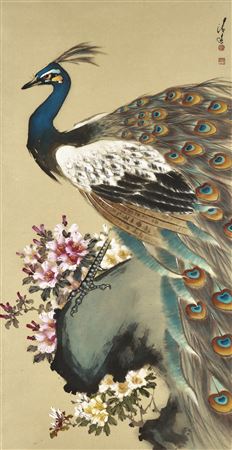 Peacock and Azaleas