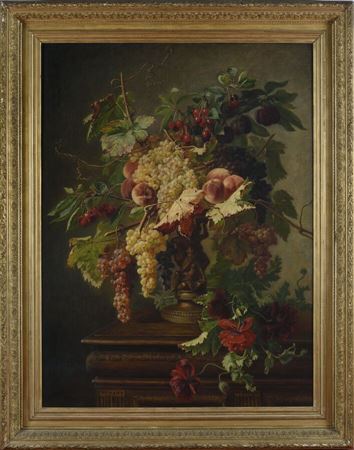 Still Life with Peaches, Grapes, Cherries, Plums and Poppies, 1873 by Jean Pierre Lays - Auction record, sale price, and art valuation. Compare with similar artists and explore comparable artworks.