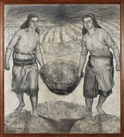 Grape harvest in the Douro by Adriano de Sousa Lopes - Auction record, sale price, and art valuation. Compare with similar artists and explore comparable artworks.