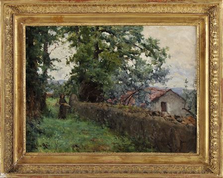 Landscape with house and figure