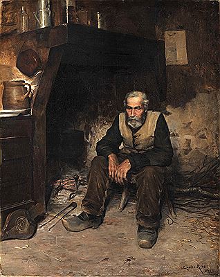 A domestic scene - man sitting by the fireplace by Carlos Reis - Auction record, sale price, and art valuation. Compare with similar artists and explore comparable artworks.