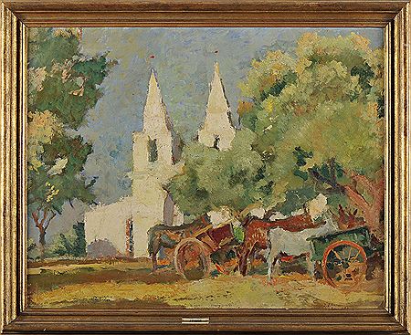 Carts by the church