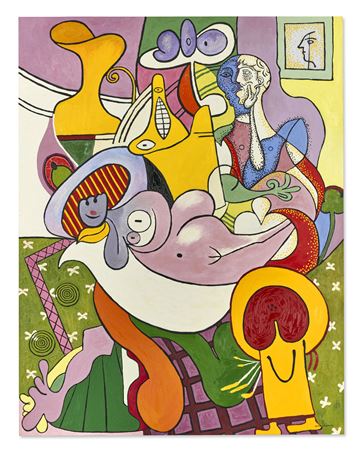 Reclining Nude with Suitors by Sean Landers - Auction record, sale price, and art valuation. Compare with similar artists and explore comparable artworks.
