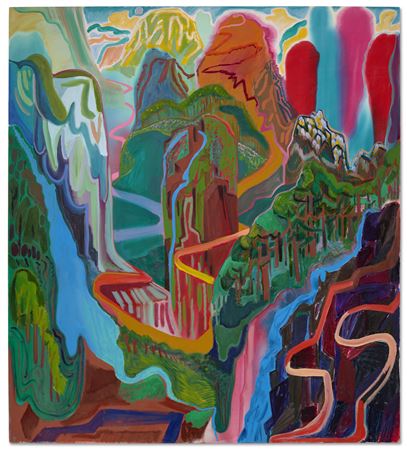 Sample artwork by Shara Hughes (Born 1981), known for illusionary landscape paintings, semi-abstract forms, every day objects, interiors, garden scenes - View similar artists and auction records