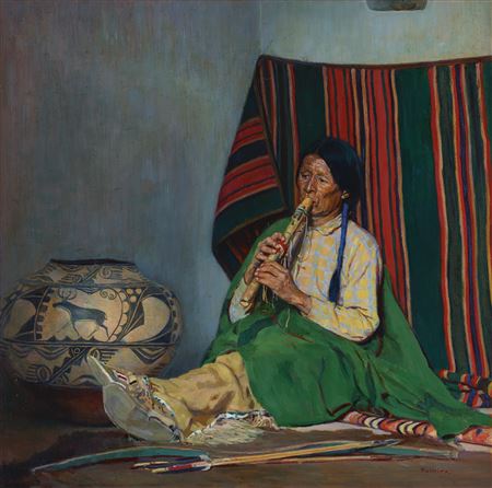 Sample artwork by Bert Geer Phillips (1868 - 1956), known for southwest indian figure, landscape and genre painting - View similar artists and auction records