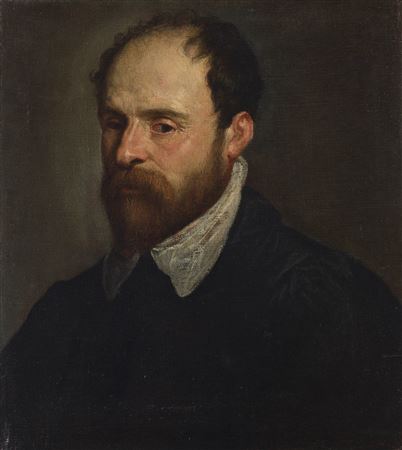 Portrait of a bearded gentleman, half-length, in a black doublet with a white collar