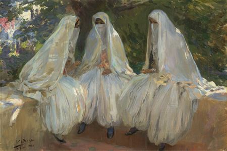 Three Algerian Beauties at the Well by Ulpiano Checa Y Sanz - Auction record, sale price, and art valuation. Compare with similar artists and explore comparable artworks.