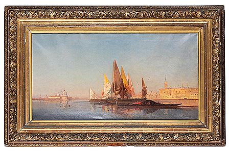 Venetian harbor with sailing vessels