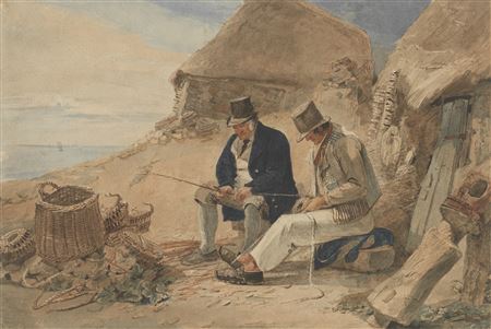 Fishermen mending baskets, Isle of Wight by Luke Clennell - Auction record, sale price, and art valuation. Compare with similar artists and explore comparable artworks.