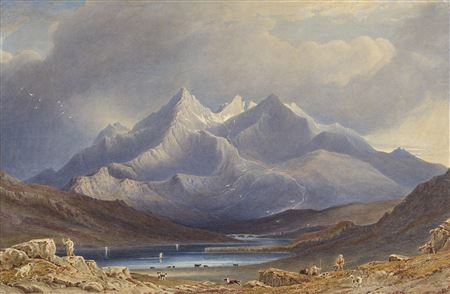 Scene on the Isle of Skye with hunters and dogs by George Fennel Robson - Auction record, sale price, and art valuation. Compare with similar artists and explore comparable artworks.