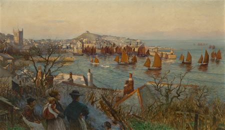 The fleet in the harbour at St Ives by William Banks Fortescue - Auction record, sale price, and art valuation. Compare with similar artists and explore comparable artworks.