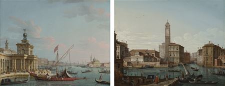Pair- Venice with the Punta della Dogana, looking East towards the Doge's Palace; and Venice with the Grand Canal, S. Geremia and the entrance to the Cannaregio