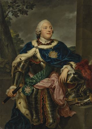 Portrait of Friedrich Christian, Prince of Saxony (1722-1763), three-quarter-length, in armour, with an ermine lined mantle and the sash and star of the Order of the White Eagle