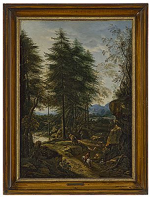 A mountainous landscape with a rider on a road