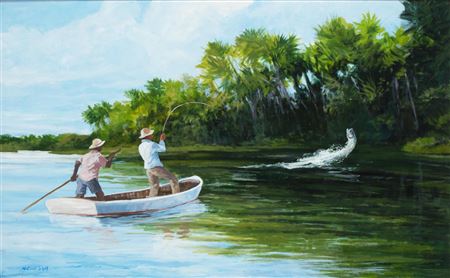 Leaping Tarpon by Chet Reneson - Auction record, sale price, and art valuation. Compare with similar artists and explore comparable artworks.
