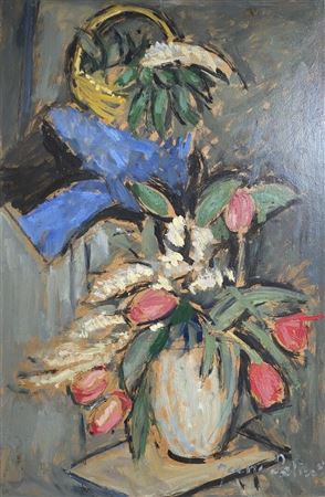 Still life with a bouquet of flowers by Jeanne Saliceti - Auction record, sale price, and art valuation. Compare with similar artists and explore comparable artworks.
