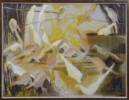 Sample artwork by Kate O'Meallie (Born 1916), known for abstract-figure-nature, silkscreen - View similar artists and auction records